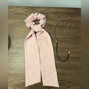 Bow scrunchie & silver rhinestone headband